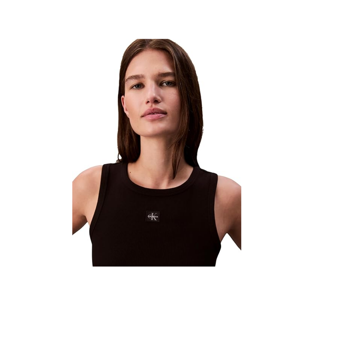 Calvin Klein A - WOVEN LABEL 2X2 COTTON RIB T Tişört Kadın