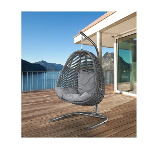 Tu Tienda (135*135)Armut Salıncak Tek Kişilik Makrome Ip Örgü Bahçe Balkon Ev Salıncağı GRİ