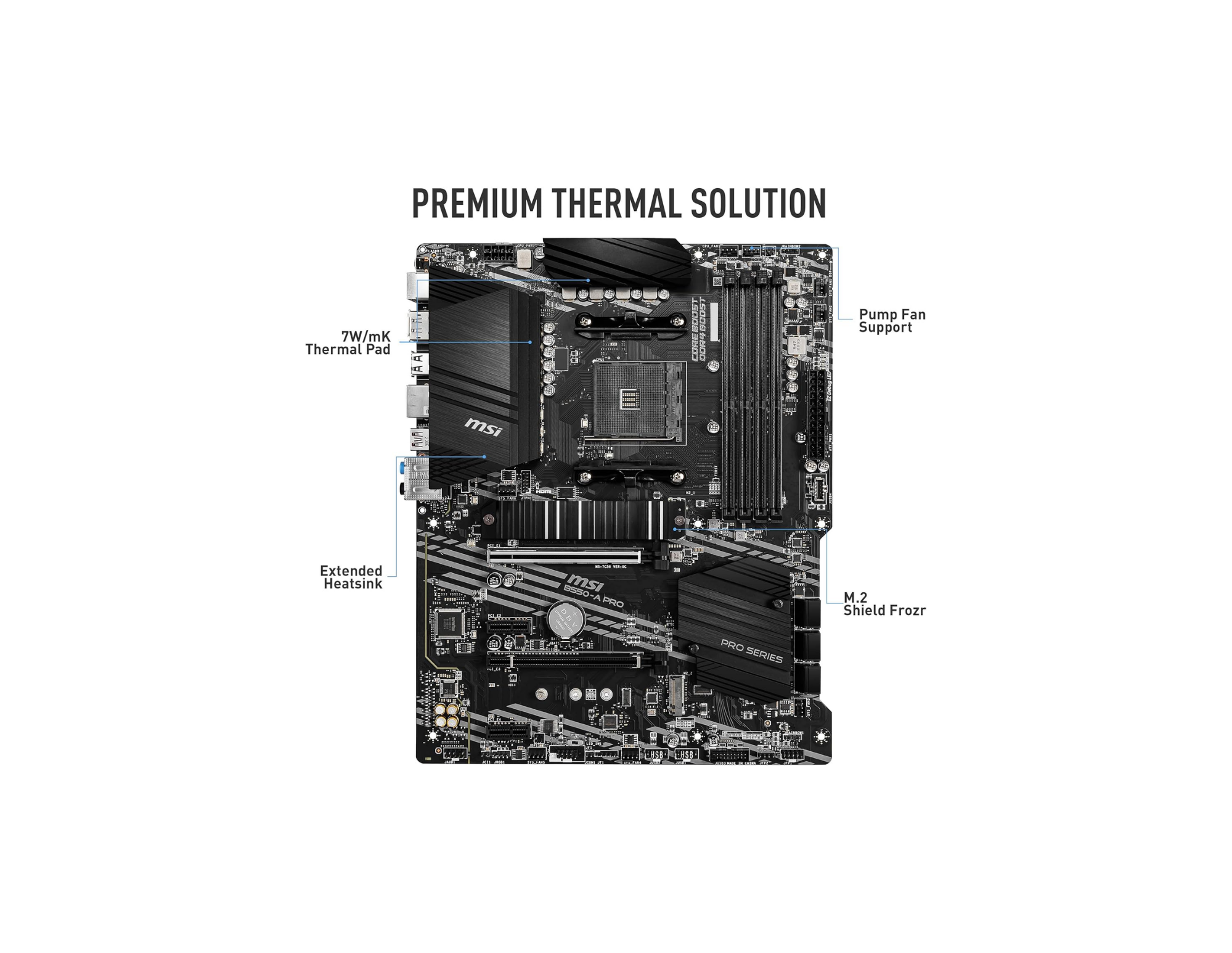 MSI B550-A Pro AM4 DDR4 Bellek 4400(OC) HDMI DP M.2 USB3.2 ATX Anakart