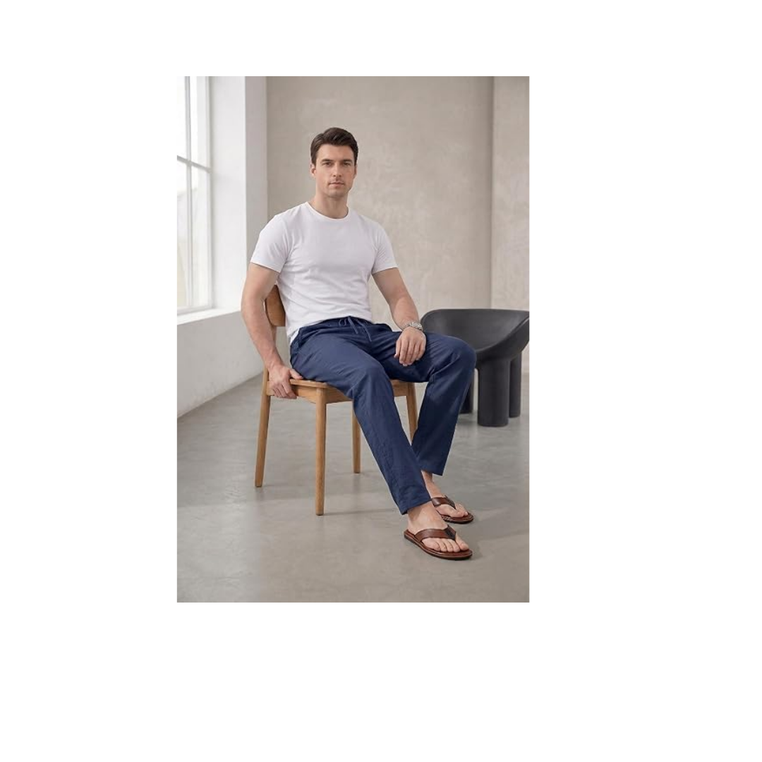 TheSeason Erkek Pamuklu Keten Görünümlü Beli Bağcıklı Relaxed Fit Yazlık Pantolon