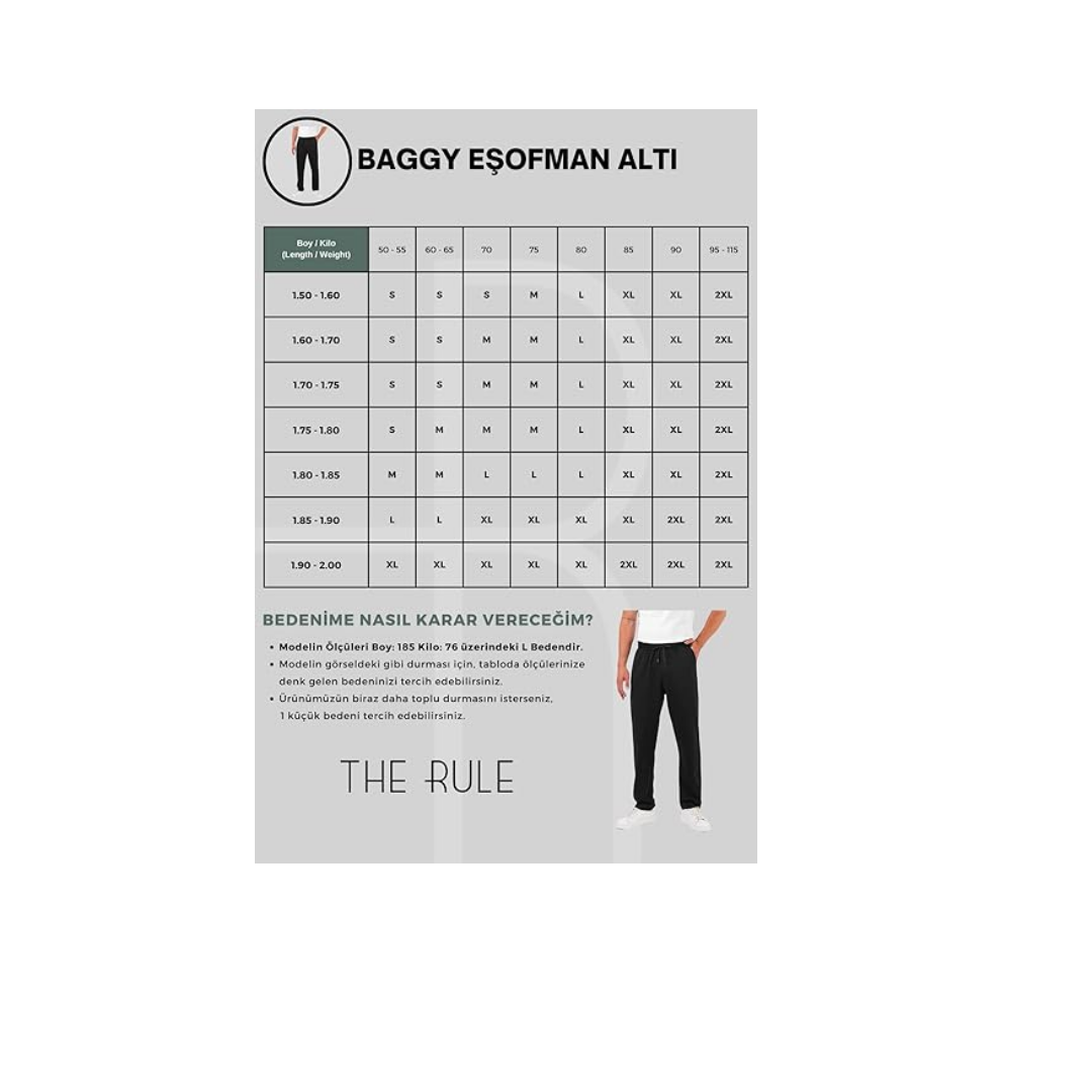 THE RULE Erkek Lacivert Baggy Yazlık 3 Iplik Bol Kesim Düz Paça Mevsimlik Eşofman Altı Rf0361