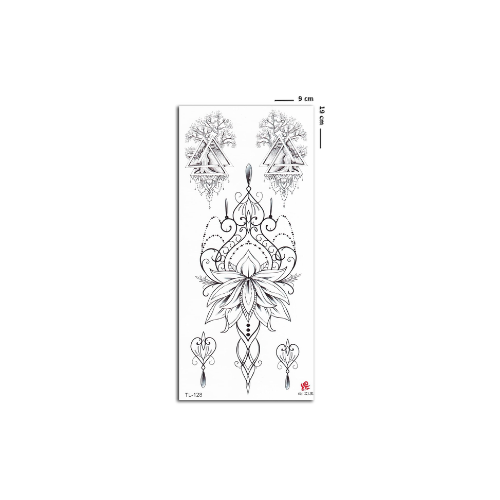 BearPear Mandala Desenli Lotus Geçici Dövme