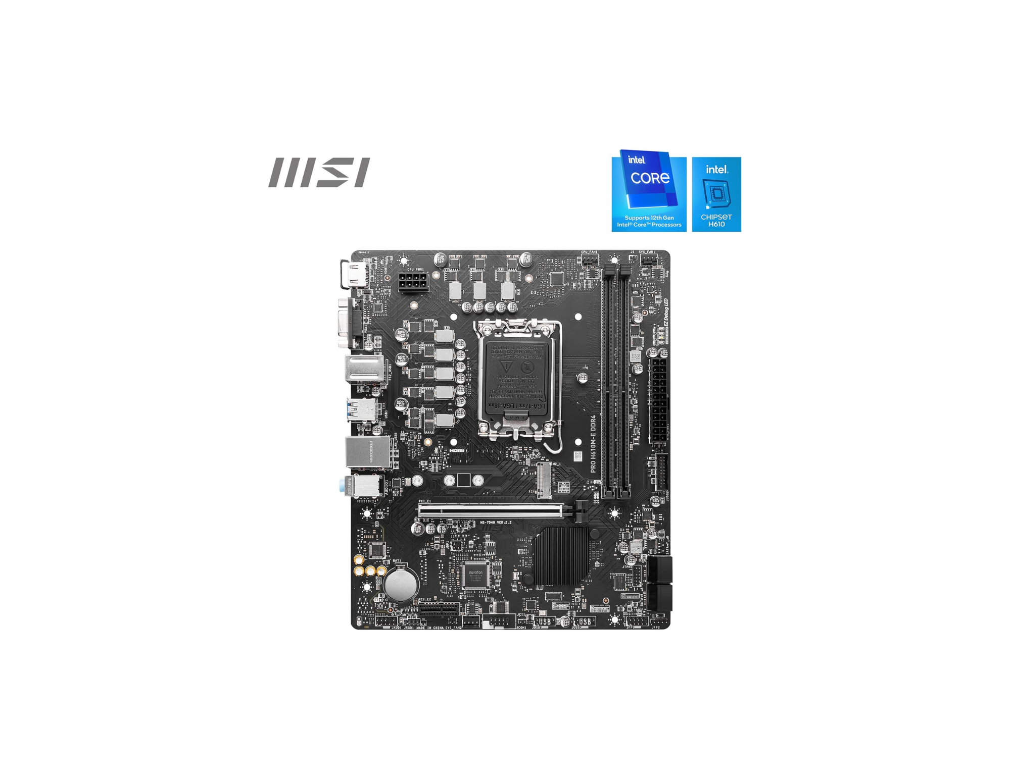 MSI MB PRO H610M-E DDR4 SOKET 1700 DDR4 3200(OC) HDMI VGA M.2 USB3.2 1x 1G LAN mATX Anakart