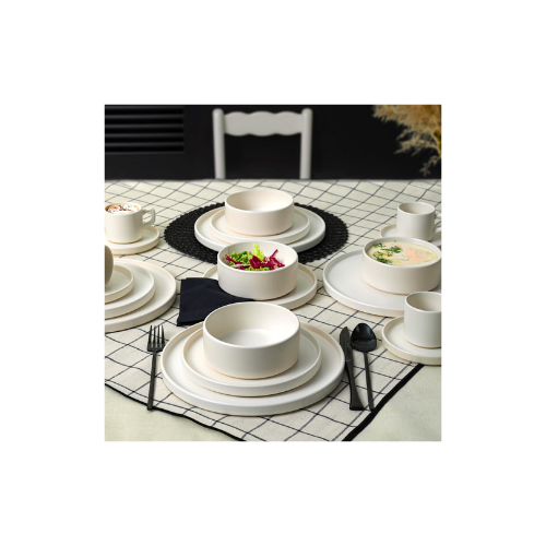 Keramika Mat Beyaz Stackable Yemek/Kahvaltı Takımı 20 Parça 4 Kişilik