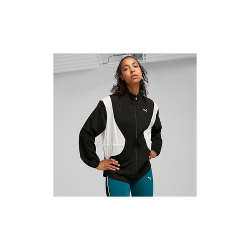Puma Training Woven Jacket - Long Mont Kadın Siyah-Beyaz