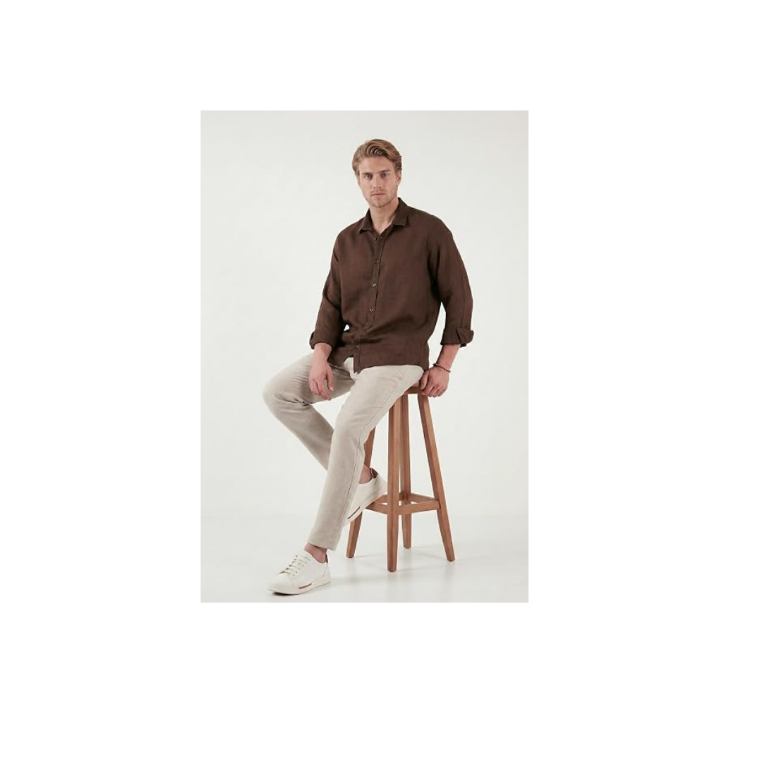 Buratti Keten Regular Fit Normal Bel Düz Paça Pantolon Erkek PANTOLON CF26S6110228