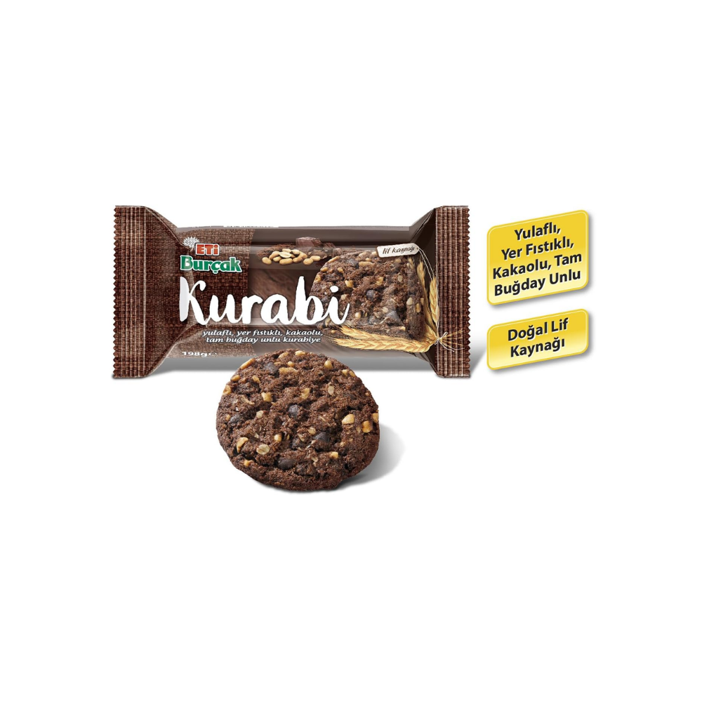 Eti Burçak Kurabi Yulaflı Kakaolu 198 Gr x 12 Adet