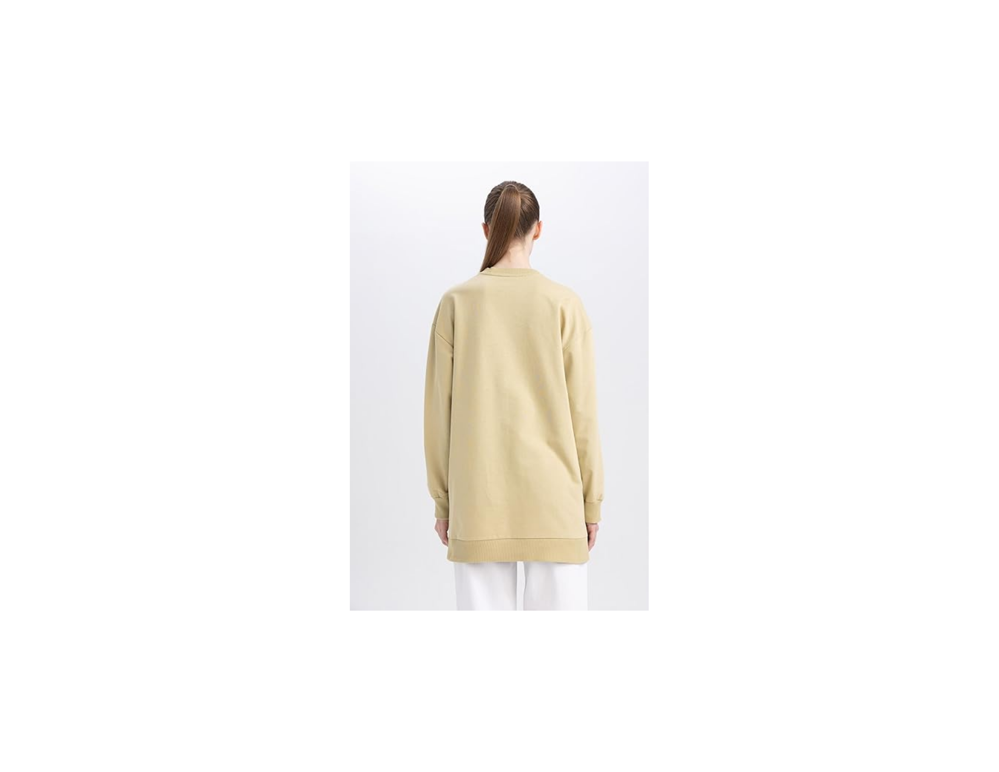 DeFacto Regular Fit Bisiklet Yaka İşlemeli Sweatshirt Tunik