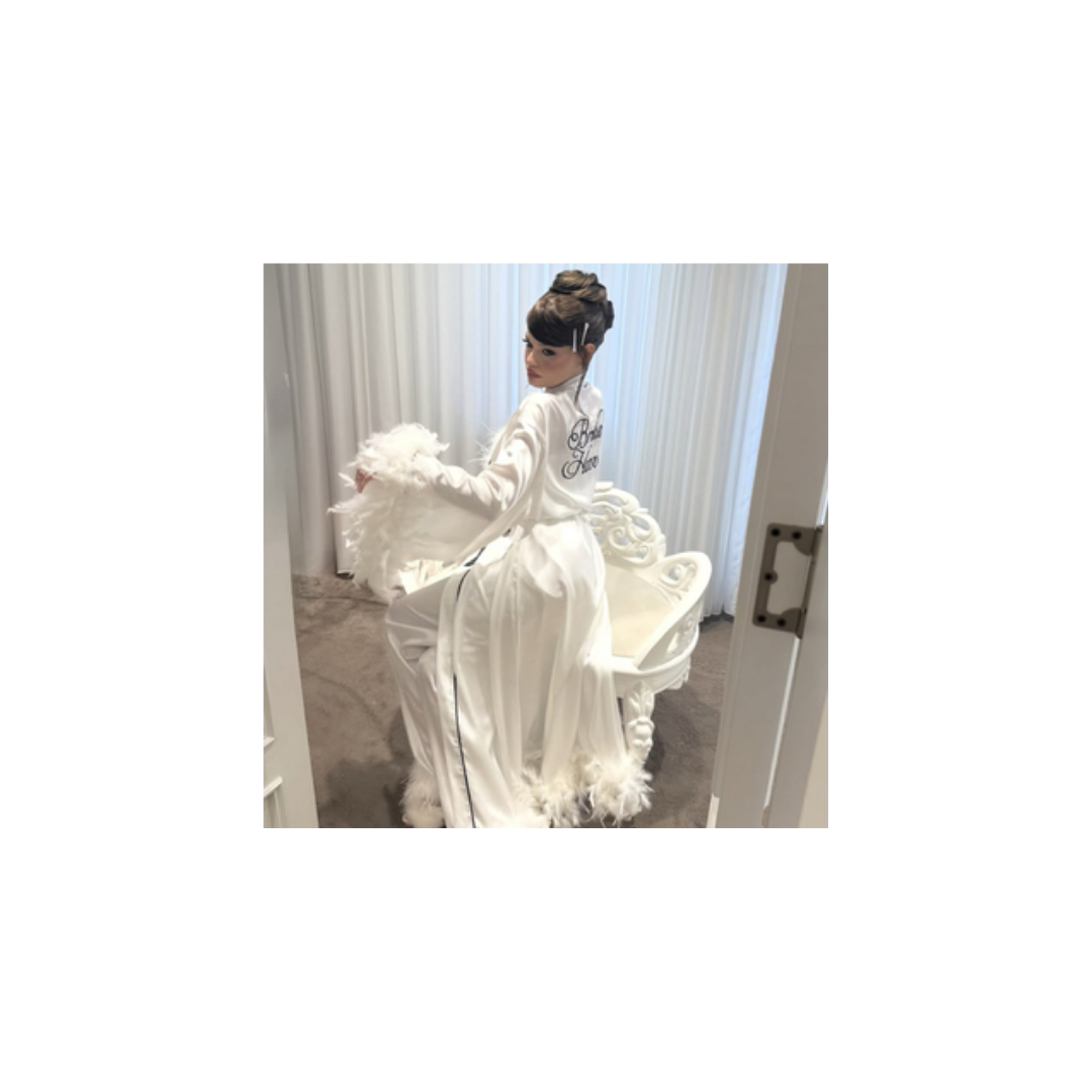 Swan Bridal Set - Tüy ve Biye Detaylı Kimono Takım