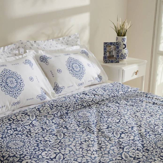 Karaca Home Ida %100 Pamuk Çift Kişilik Pike Takımı Mavi