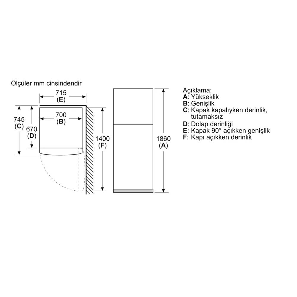 Bosch KDN55NWE0N Üstten Donduruculu Buzdolabı Beyaz