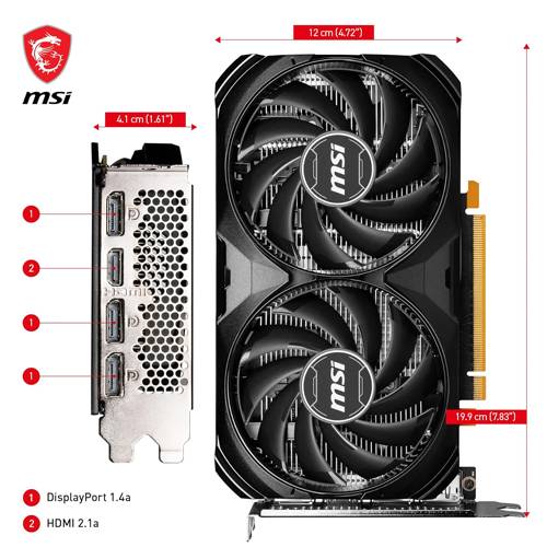 MSI Geforce RTX 4060 Ventus 2X Black 8G OC 8 GB GDDR6 128B DX12 Ekran Kartı