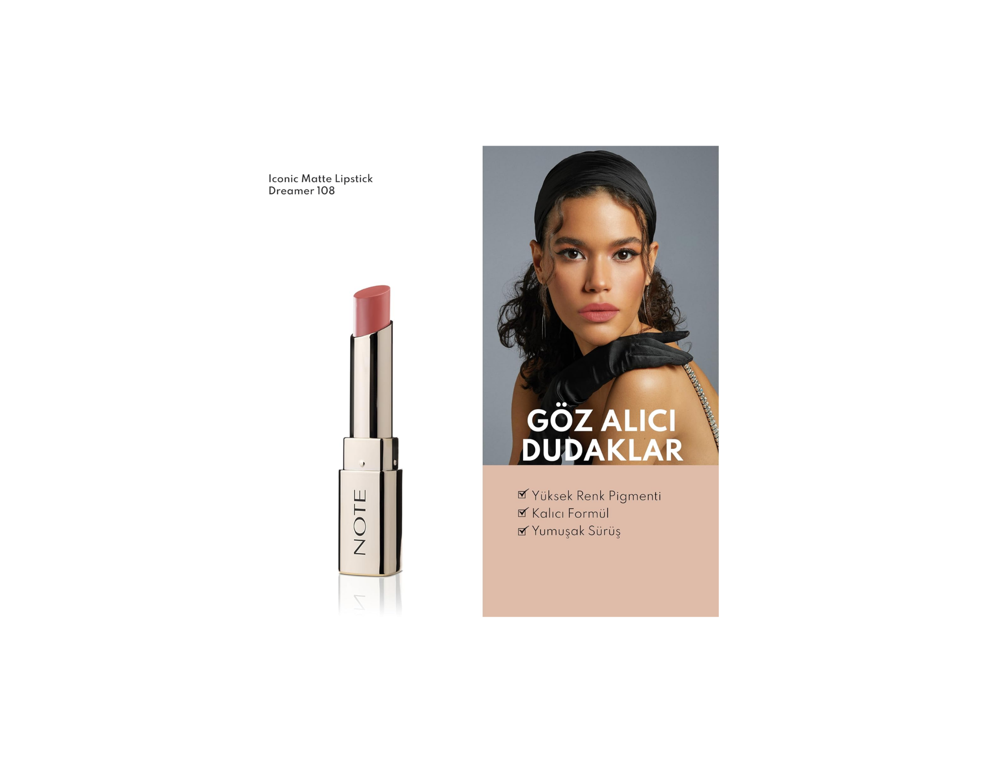 Note Iconic Matte Lipstick 108 Dreamer Kalıcı Mat Ruj Pembe