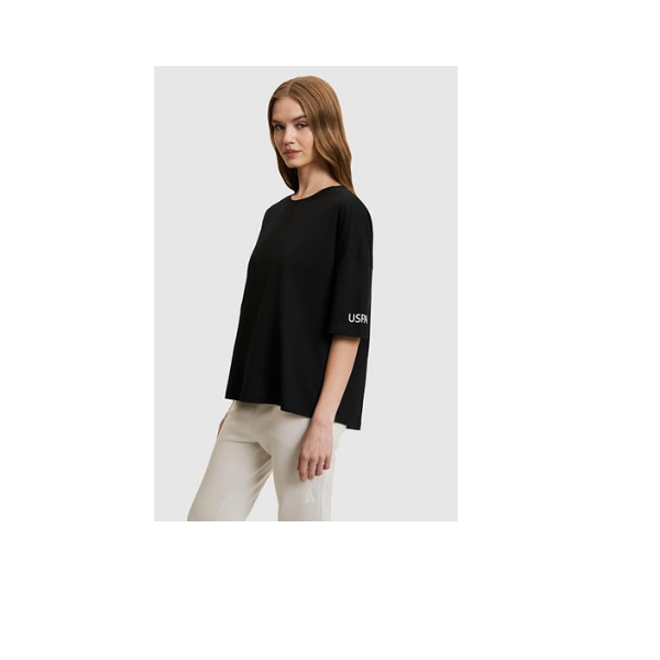 U.S. Polo Assn. Kadın Siyah Tişört 50323529-VR046