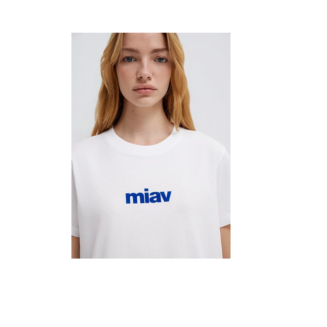 Miav Baskılı Beyaz Tişört Regular Fit/Normal Kesim 1610622-620