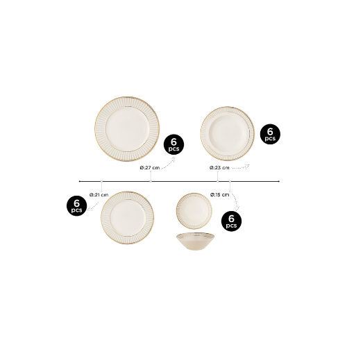 Kütahya Porselen Moderna 12 Parça 4 Kişilik Yemek Takımı Tarçın