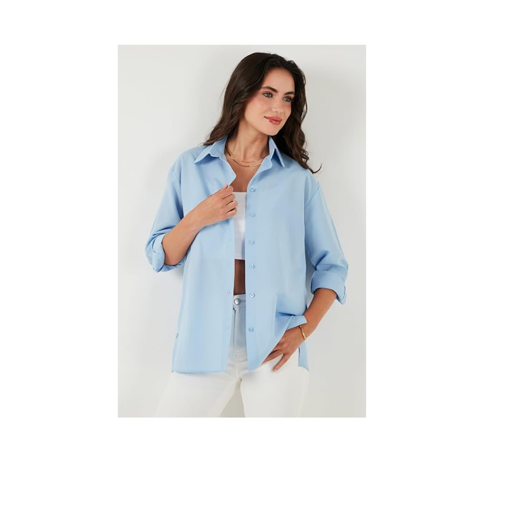 Lela Pamuklu Regular Fit İliklenebilen Yırtmaç Detaylı Gömlek Bayan GÖMLEK 6772920