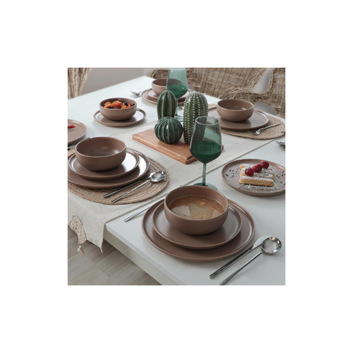 Keramika Nordic Mat Toprak Taupe Yemek Takımı 18 Parça 6 Kişilik 977