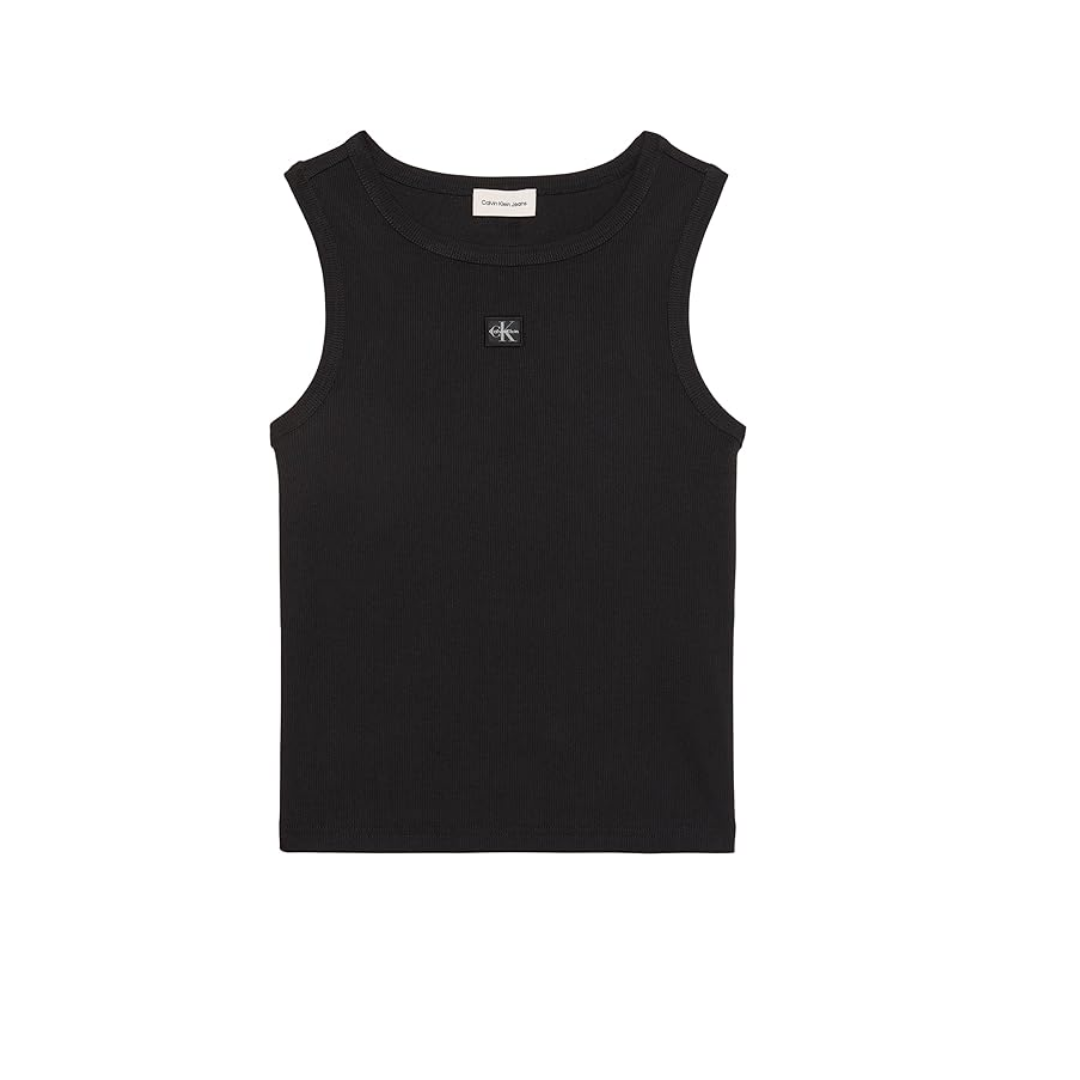 Calvin Klein A - WOVEN LABEL 2X2 COTTON RIB T Tişört Kadın