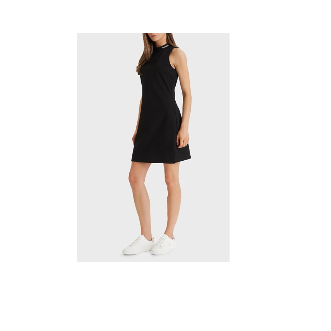 Calvin Klein Slim Fit Dik Yaka Yırtmaçlı Mini ELBİSE