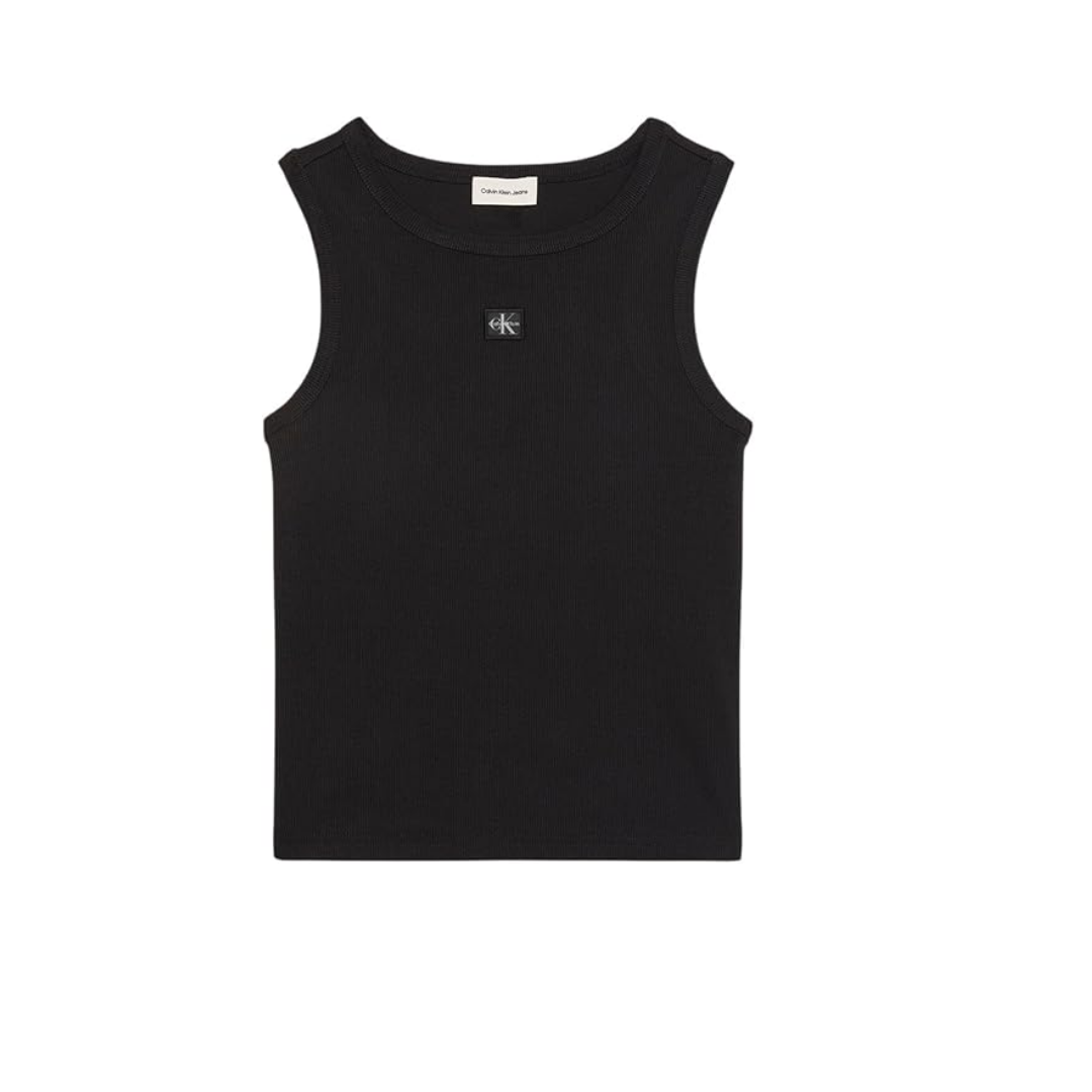 Calvin Klein A - WOVEN LABEL 2X2 COTTON RIB T Tişört Kadın