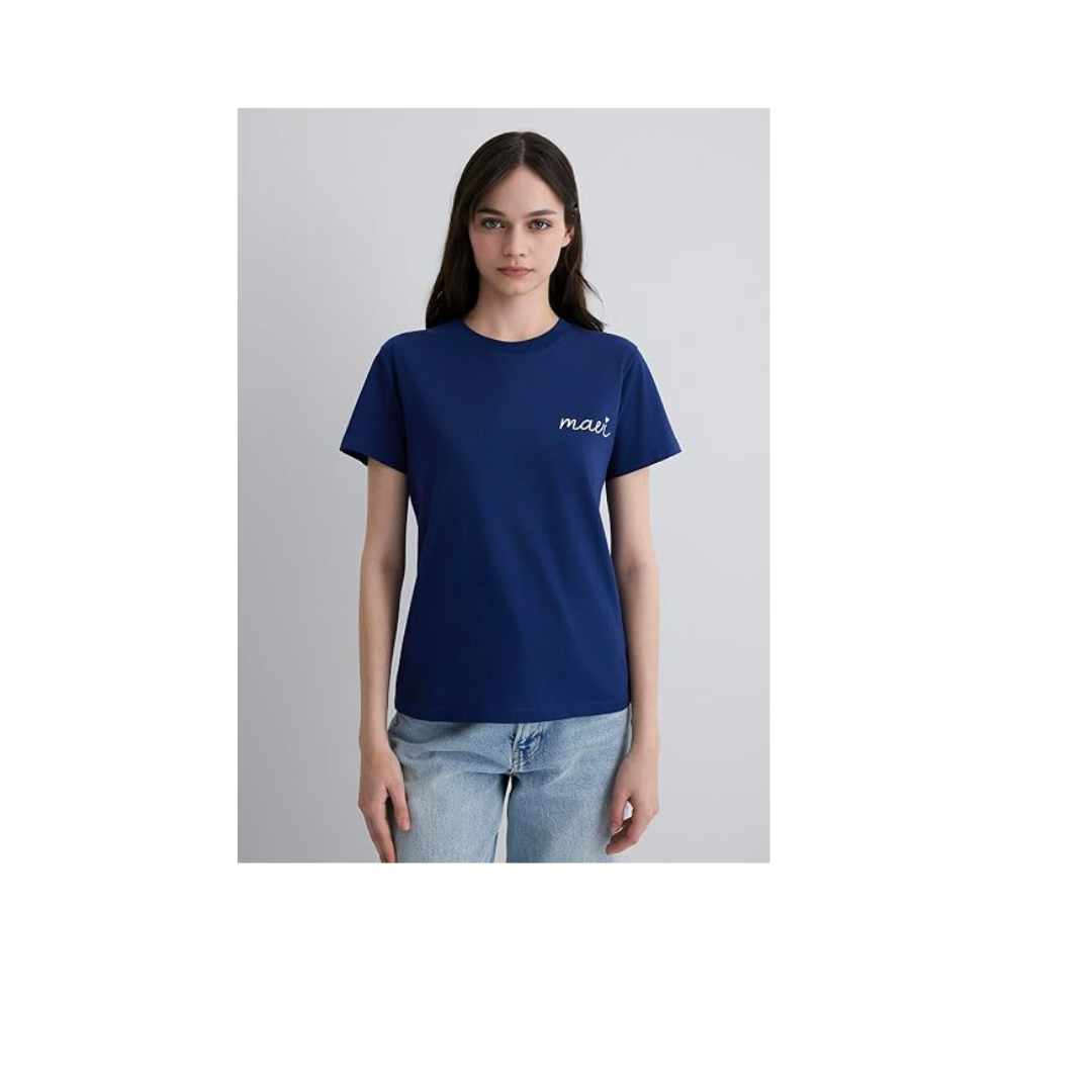 Mavi Logo Baskılı Beyaz Tişört Semi Slim Fit/Yarı Dar Kesim 1612962-620