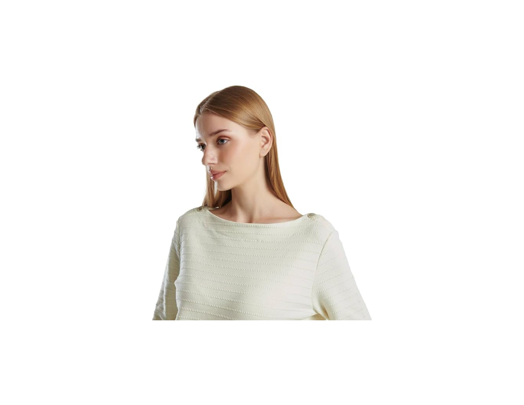 United Colors of Benetton Pamuk Karışımlı Omzu Düğme Detaylı Kayık Yaka Kısa Sweatshirt Sweatshirt Kadın