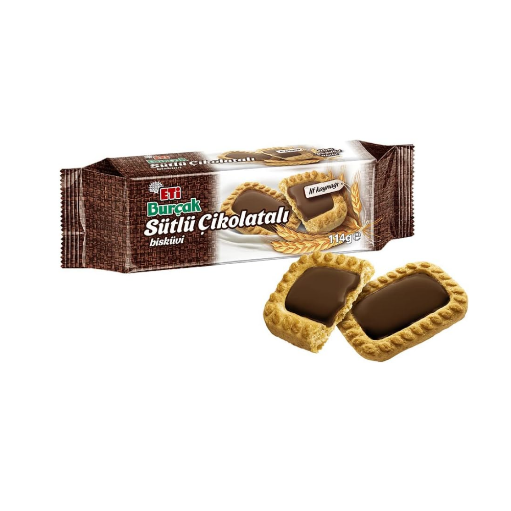 Eti Burçak Sütlü Çikolatalı Bisküvi 114 g x 12 Adet