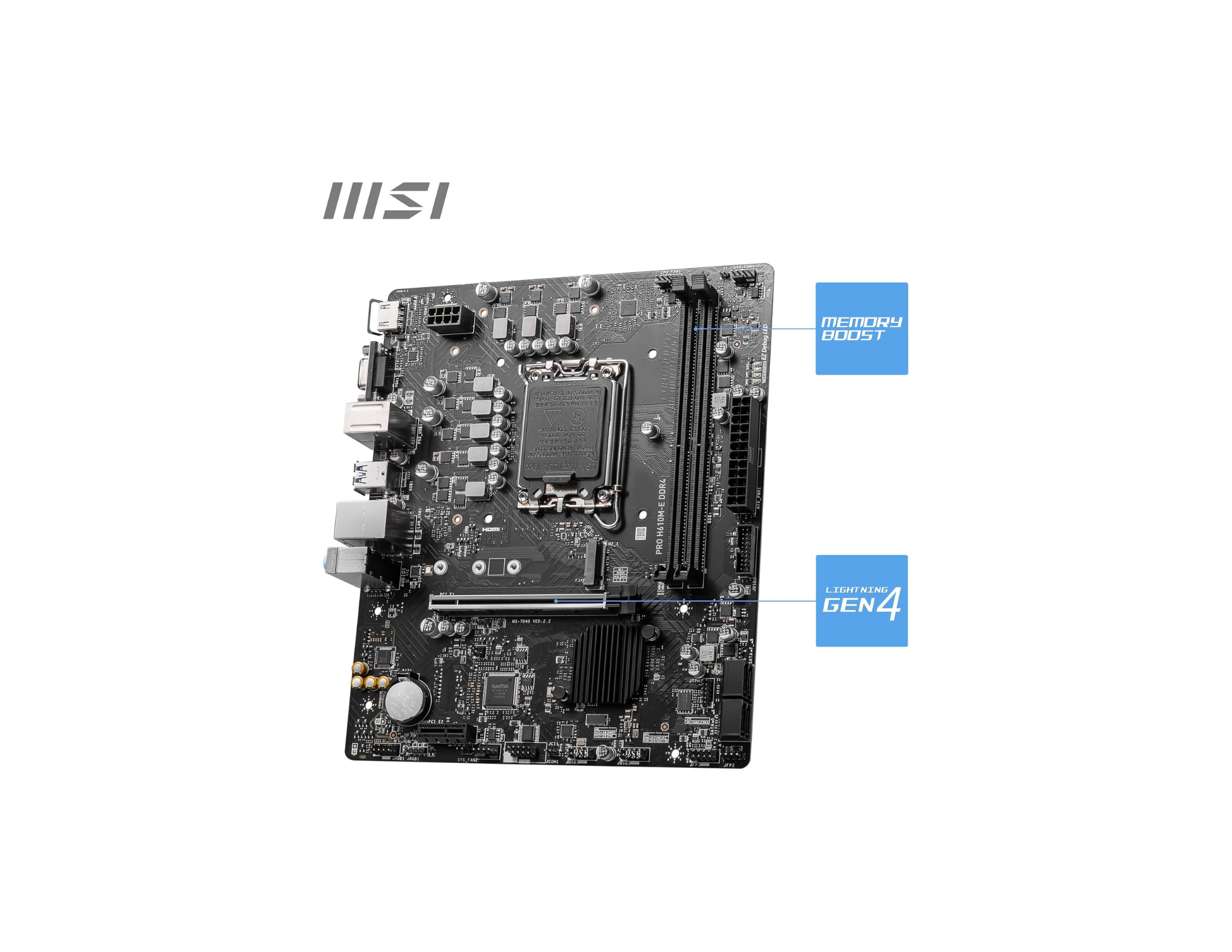 MSI MB PRO H610M-E DDR4 SOKET 1700 DDR4 3200(OC) HDMI VGA M.2 USB3.2 1x 1G LAN mATX Anakart