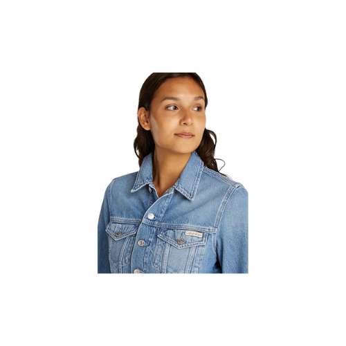 Calvin Klein Cropped 90'S Denim Trucker Ceket Kadın Açık mavi