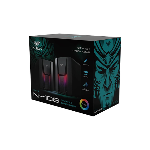 Aula N-108 1+1 USB/Aux Stereo 2.0 RGB Masaüstü Gaming Oyuncu Hoparlör Speaker Ses Sistemi