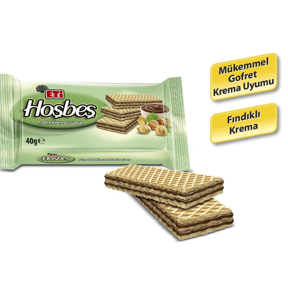Eti Hoşbeş Fındık Kremalı Gofret 40 g x 24 Adet