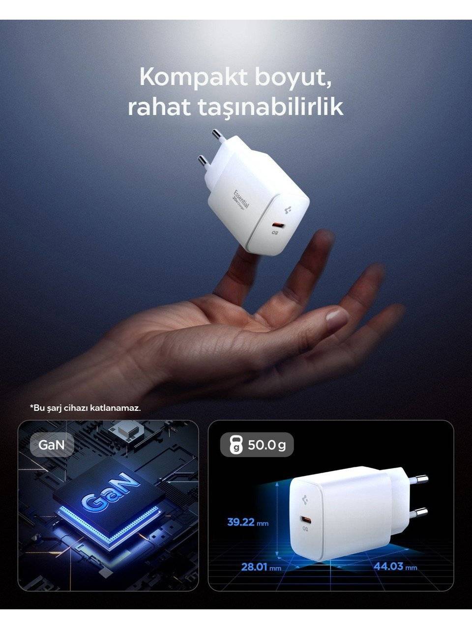 Spigen 20W USB-C Mini Hızlı Şarj Aleti