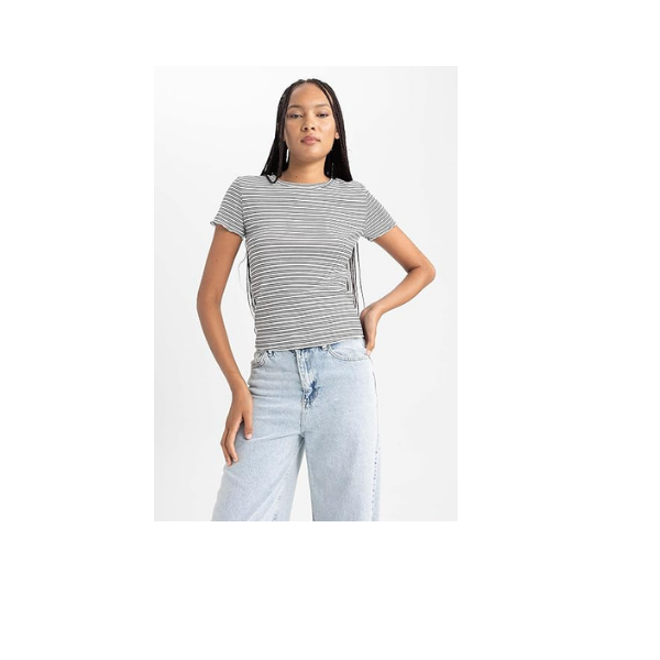 DeFacto Kadın Slim Fit Bisiklet Yaka Kısa Kollu Tişört