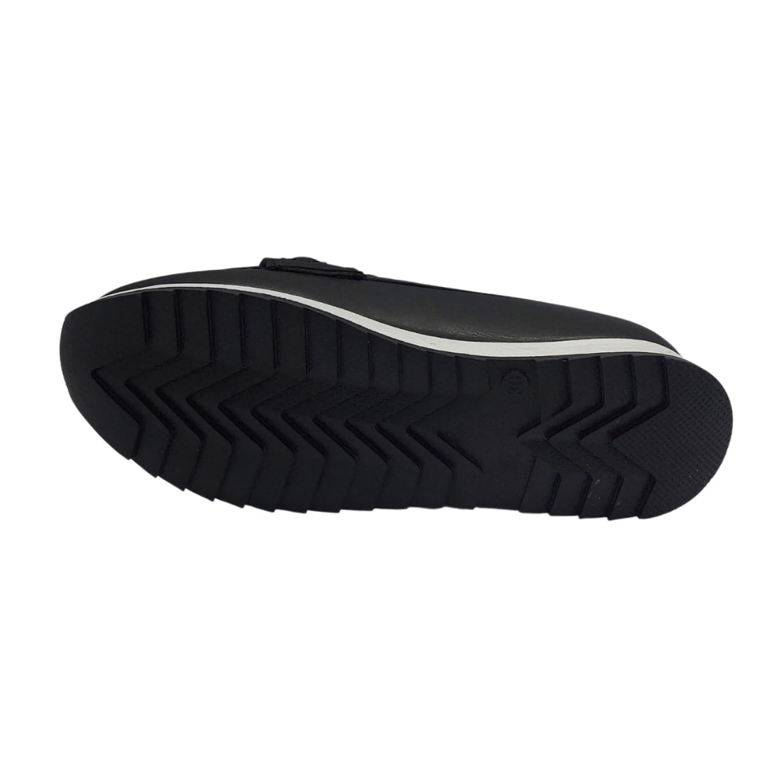 Kadın Siyah Taşlı Tokalı Comfort Loafer Ayakkabı