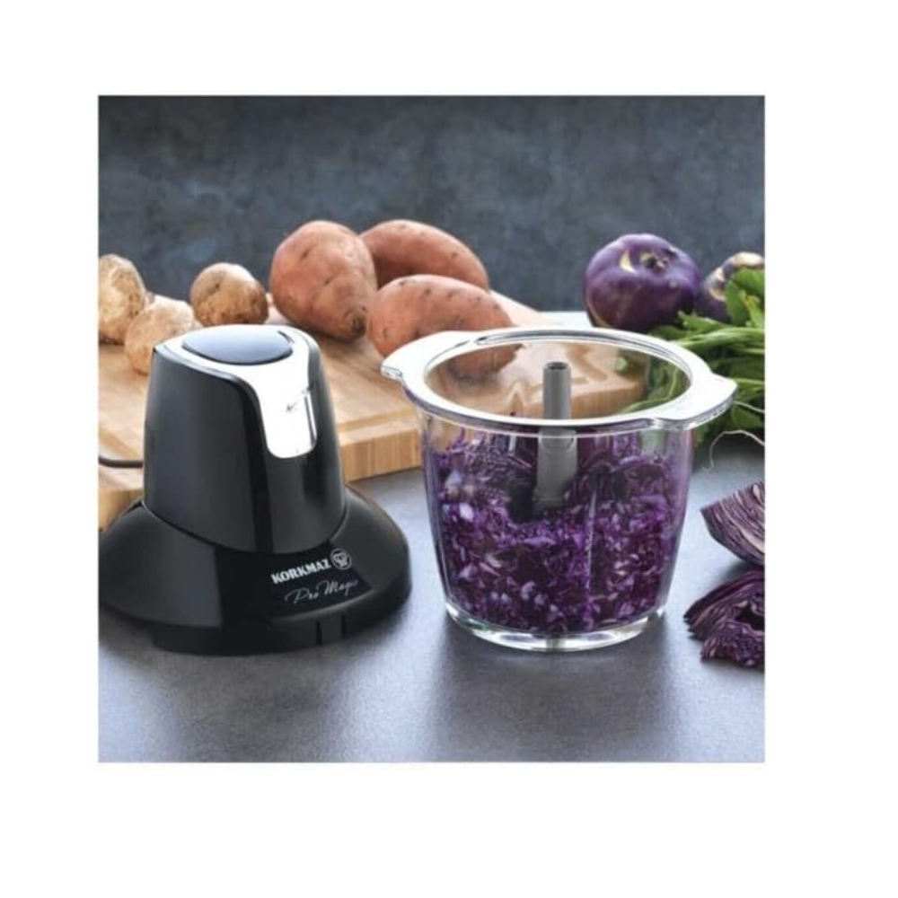 Korkmaz Pro Magic 4 Bıçaklı Siyah Krom Cam Doğrayıcı