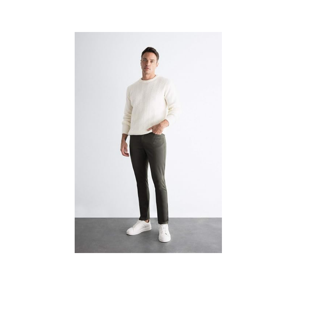 DeFacto Chino Kanvas Pantolon Slim Fit Dar Kesim Pamuklu Esnek Dar Paça