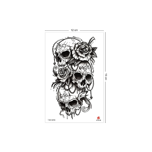 BearPear Kurukafa Geçici Dövme Skull Tattoo