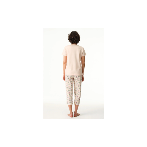 Renkli Tulips Pamuklu Kapri Pijama Takımı