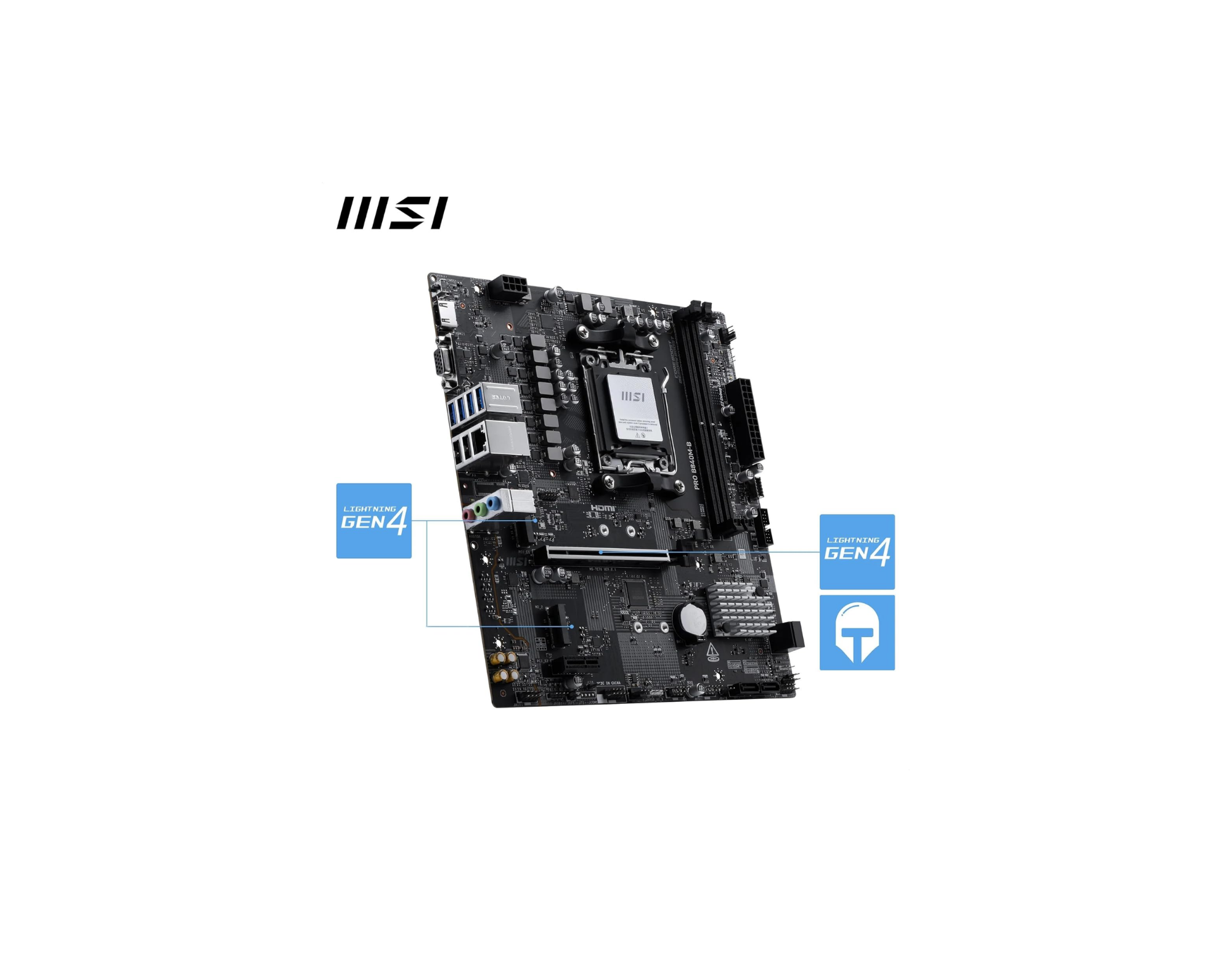 MSI PRO B840M-B AM5 DDR5 8000MHZ(OC) HDMI,VGA,2X M.2 USB 5 GBS 2.5G LAN MATX