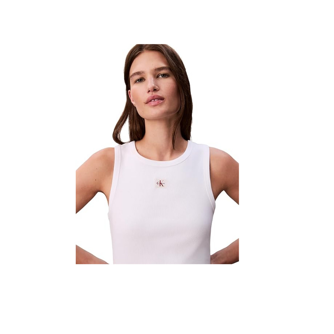 Calvin Klein WOVEN LABEL 2X2 BABY RIB TANK Kazak Kadın