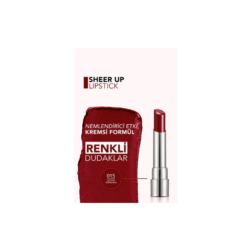 Flormar Nemlendirici Parlak Ruj - Sheer Up Lipstick - 015 Go For Bordeaux