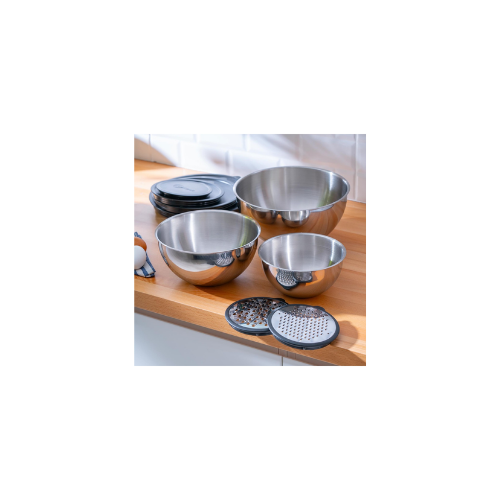 Acar Karat Çelik 9 Parça Rendeli Karıştırma Kabı - 16/20/24 cm