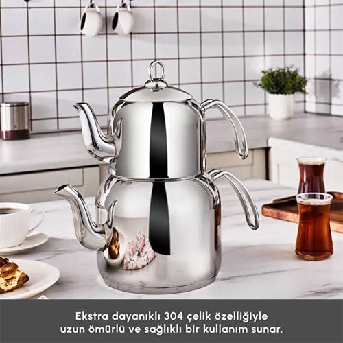 Karaca Deren Devrilmez İndüksiyon Tabanlı Çaydanlık Takımı