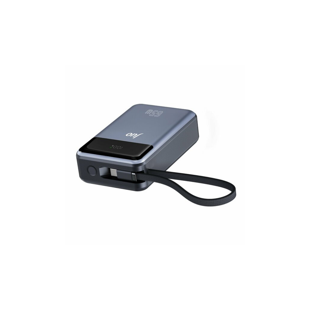 Juo 20000mAh 65W LED Ekranlı USB Type-C Kablolu Taşınabilir Hızlı Şarj Cihazı Powerbank