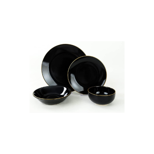 Keramika Ege Siyah Gold Yemek Takımı 24 Parça 6 Kişilik