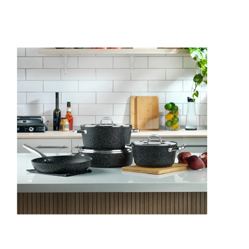 Schafer Dark Millard Yanmaz Yapışmaz Tencere Seti 7 Parça Siyah