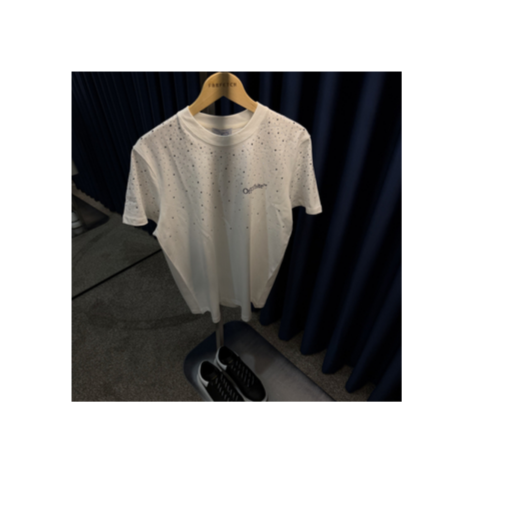Off White Taşlı T-Shirt