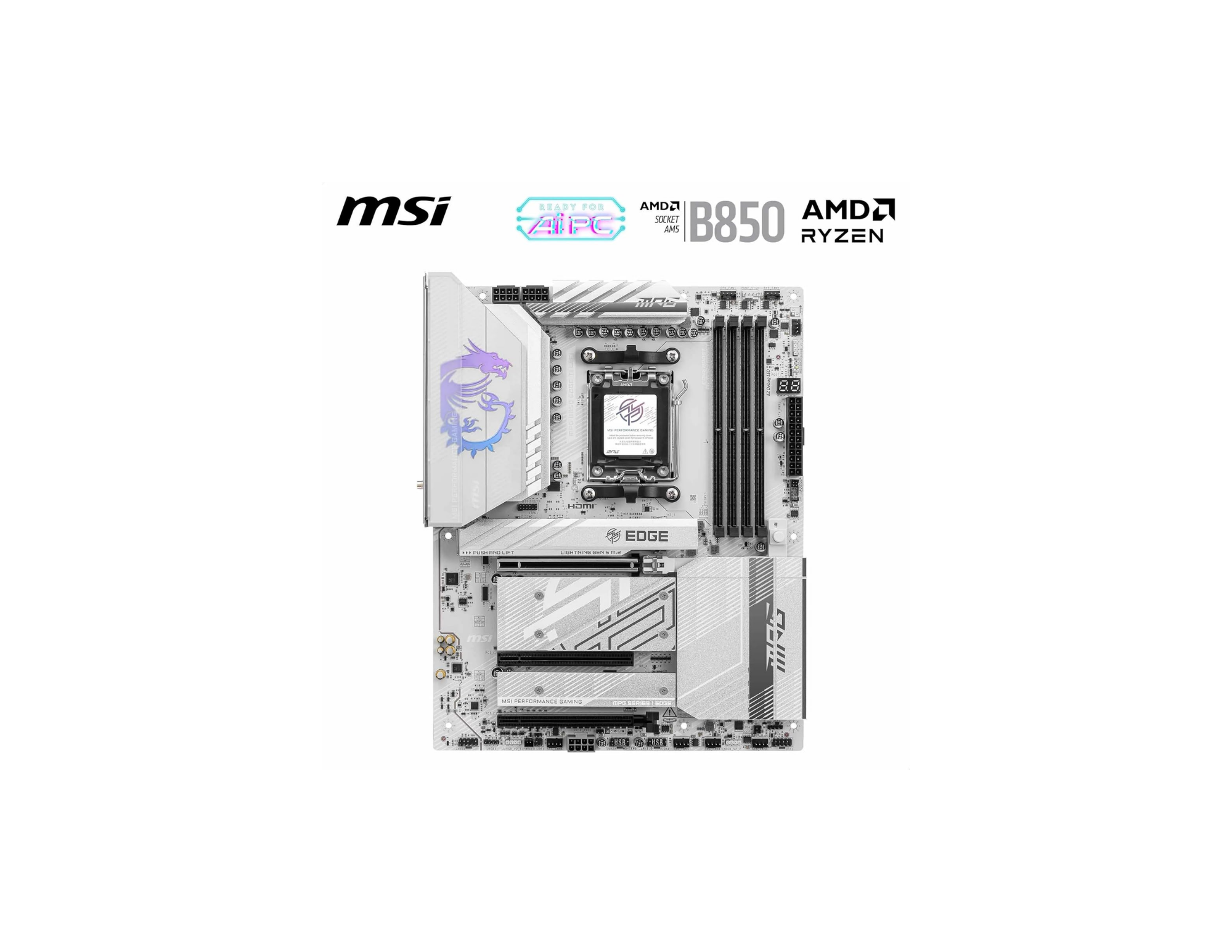 MSI MPG B850 Edge TI WiFi Anakart, ATX - AMD Ryzen 9000/8000 / 7000 İşlemcileri destekler, AM5-80A SPS VRM, DDR5 Memory Boost (8400+MT/s OC), PCIe 5.0 x16, M.2 Gen5, Wi-Fi 7, 5G LAN