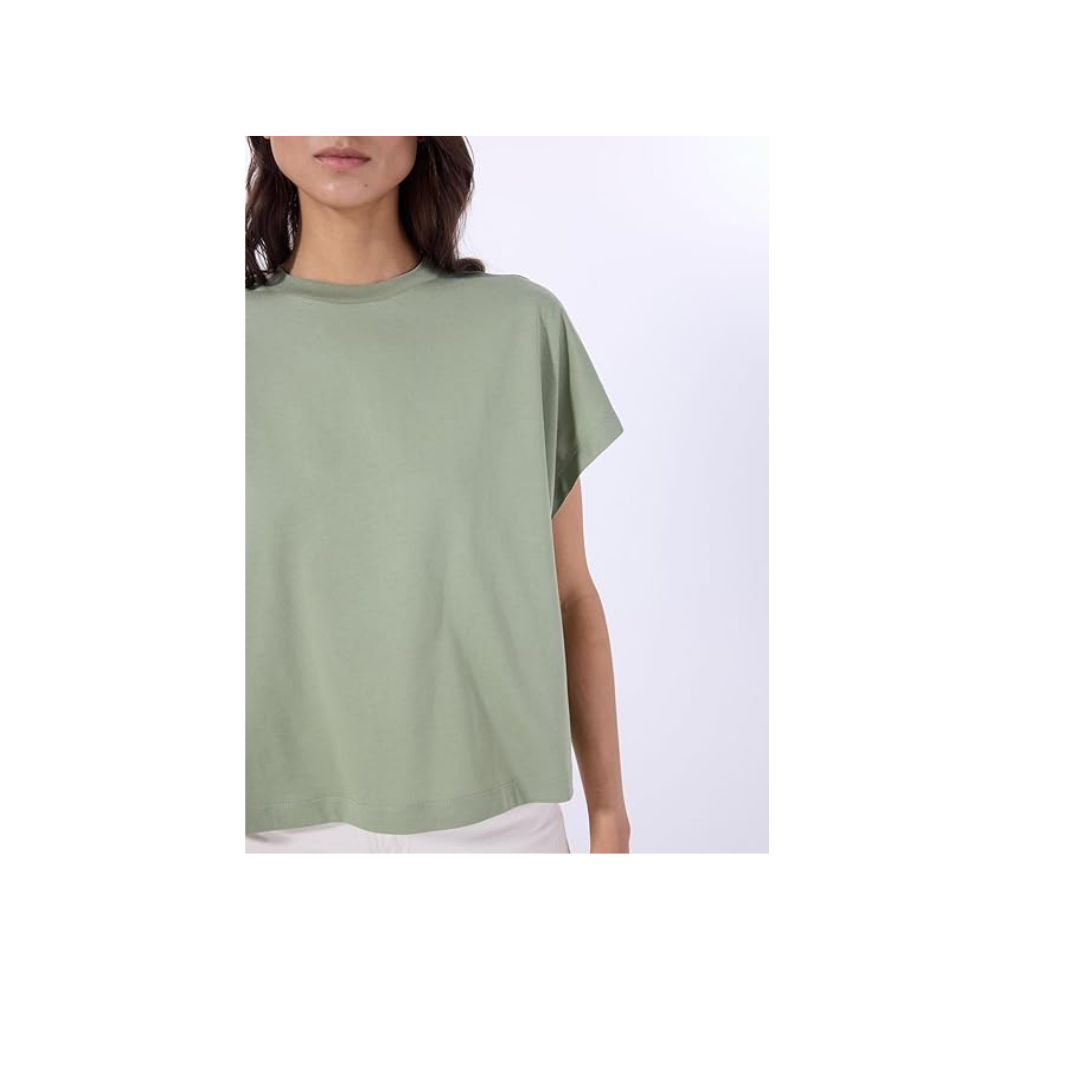 Benetton Kadın Buz Mavisi%100 Koton Basic Kısa Kollu Bisiklet Yaka T-Shirt